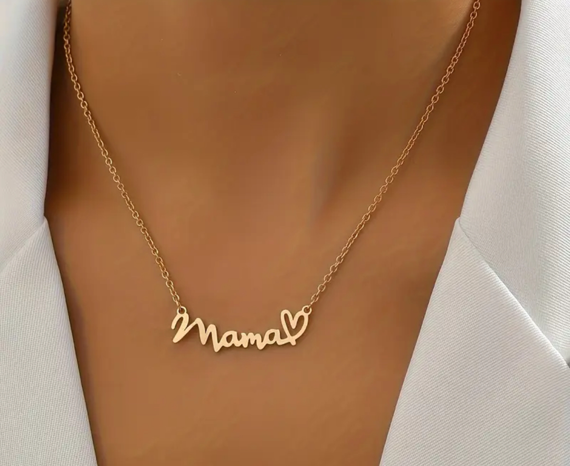 NASZYJNIK Z WISIORKIEM ,,MAMA” ZŁOTE